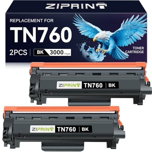 ZIPRINT TN760 Toner Cartridges Compatible Replacement for Brother TN760 TN730 TN-730 High Yield for MFC-L2710DW MFC-L2750DW DCP-L2550DW HL-L2350DW HL-L2395DW HL-L2370DW (Black, 2 Pack) - Image 1