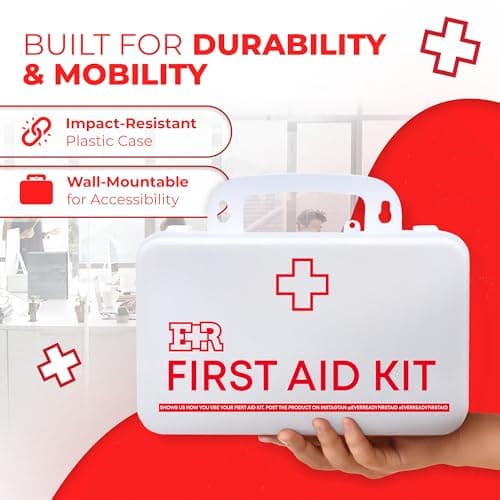 Class B OSHA ANSI Compliant First Aid Kit – Emergency Medical Supplies in Wall-Mountable Plastic Case for Workplace, Office, Home – 190 Piece - Thumbnail 5