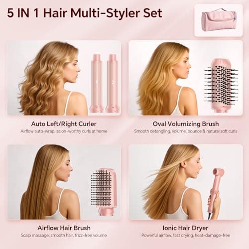 HydraStyl 5-in-1 Air Styler, High-Speed Hair Dryer & Blow Dryer Brush with Auto Wrap Curls (L/R), Fast Drying, Volumizing & Frizz-Free, No Heat Damage, Includes Travel Case Gift for Women - Thumbnail 2