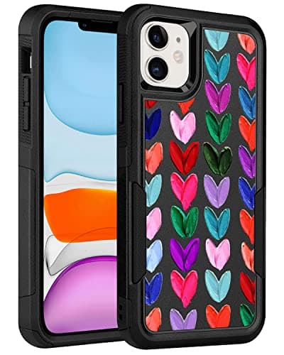 LOQUPE Designed for iPhone 11 Case, Heavy-Duty Tough Rugged Lightweight Slim Shockproof Protective Case for iPhone 11 6.1 Inch,Women Girls,Cute Oil Painting Heart - Image 1