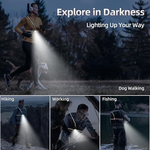 YOSKY 800 Lumen Chest Light, Running Light for Runner with Reflective Straps, Rechargeable Running Headlamp Flashlight, Adjustable Safety Lights Beam for Walking Dog at Night, 4-8h USE TIME - Thumbnail 4