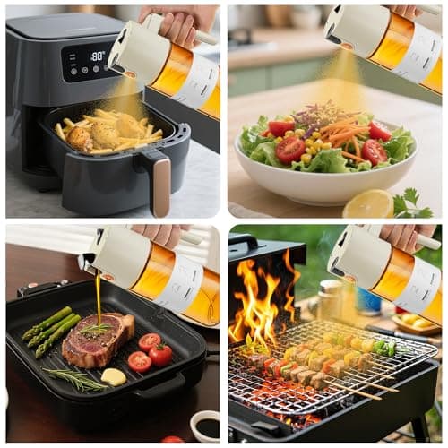 2026 Upgrade 2 in 1 Oil Sprayer for Cooking, 17oz Olive Oil Dispenser Bottle for Kitchen Gadgets with Stickers, Large Advanced Food Grade Light-Blocking Glass Spray Bottle for Salad, Air Fryer, BBQ - Thumbnail 6