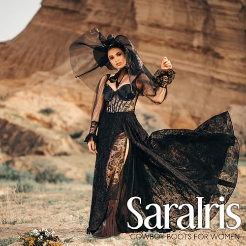 SaraIris Women's Black Cowgirl Boots Knee High Cowboy Boots Fringe Boots Chunky Heel Buckle Strap Tassel Boots Fashion Pointed Toe Pull On Western Boots for Women Size 7 - Thumbnail 3