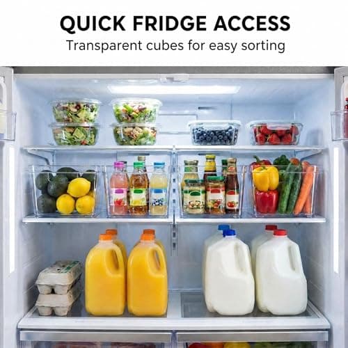 MOONEDGE 8-Pack Clear Cube Storage Bins, 10x10 Open-Top Plastic Organizer Boxes, Durable PET Containers for Closet Shelf,Pantry,Ktichen,Fridge,Playroom,Bathroom and Whole Home Organization - Thumbnail 6