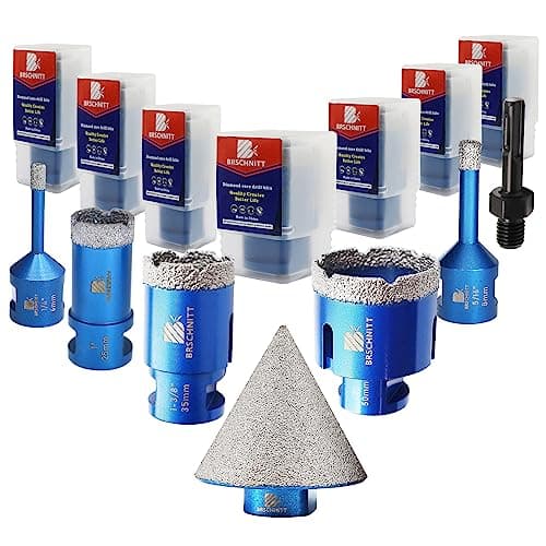 BRSCHNITT Diamond Core Drill Bit Set - 6/8/25/35/50mm Diamond Hole Saw & Chamfer Bit (5/8-11 Thread & Adapter) - 1 Count - Image 1