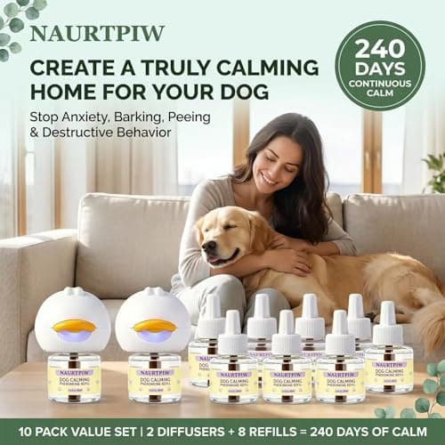 Dog Calming Diffuser 10 Pack (2 Plug-in Diffusers + 8 Refills), 240 Days Supply, Dog Pheromone Diffuser for Anxiety Relief, Reduce Barking, Chewing, Aggression, Indoor Urination & Separation Anxiety - Thumbnail 2