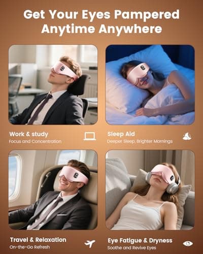Anydance Heated Eye Mask - Cordless Eye Mask for Dry Eyes, FSA - HSA Eligible, Eye Relief, Improved Sleep, 4 Temperature, Washable Eye Heating Pad for Travel, Birthday Gifts for Mom - Rose Pink - Thumbnail 6