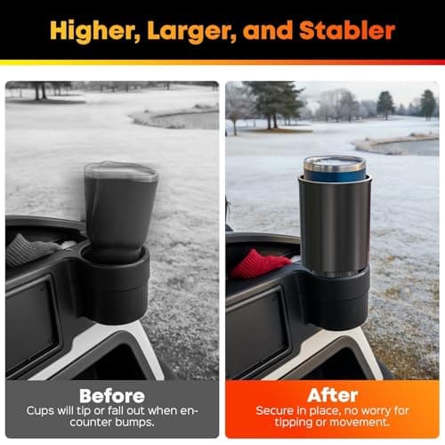 Golf Cart Cup Holder & Propane Heater Holder Universal Adjustable, Fits EZGO, Club Car, Yamaha, Higher Cup Holder for Securely Holds 16 oz Propane Tanks, Golf Cart Heaters & Large Drink Container - Thumbnail 5