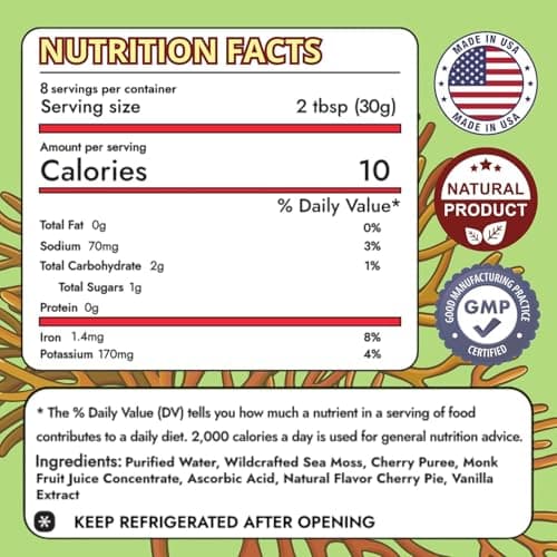 Biolore Sea Moss Gel Cherry Pie – Flavored Superfood with Natural Electrolytes – Wildcrafted Mango Jam Sea Moss, with Minerals, Vegan, Made in USA – 8oz Trial Size - Thumbnail 2