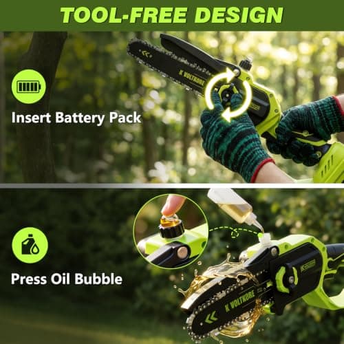 Mini Chainsaw 8 Inch & 6 Inch Bar, Electric Small Chainsaw Battery Powered - Thumbnail 5