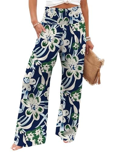 GEMLON Womens Pants High Waisted Palazzo Pants Wide Leg Long Pant Casual Lounge Trousers with Pocket - Image 1