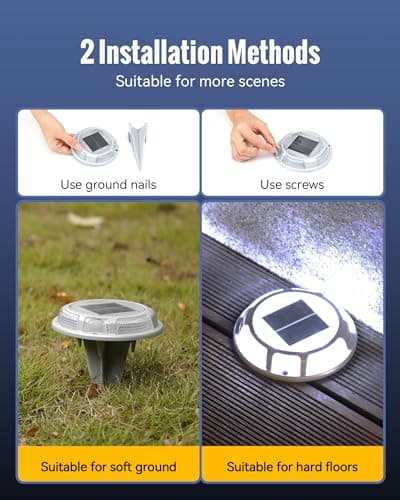 Solar Driveway Lights Dock Lights Waterproof 4 Pack, 2 Colors in 1, LED Solar Deck Lights for Outside, Solar Powered Ground Lights for Warning Driveway Stair Step Pathway(Blue & White) - Thumbnail 3