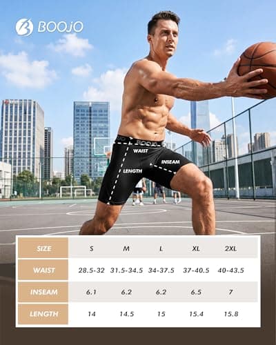 BOOJO 5 Pack Compression Shorts for Men - Athletic Running Black Spandex Quick Dry Underwear for Workout Gym Basketball - Thumbnail 5