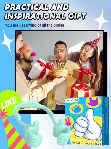 Funny Gifts for Teen Boy Kid Man Cell Phone Stand: UPGRADE Adjustable Thumbs Up Lazy Phone Holder for Desk Fun Gadget for Him Guy Tween Woman Girl Adult Essentials Stocking Stuffer Who Have Everything - Thumbnail 3