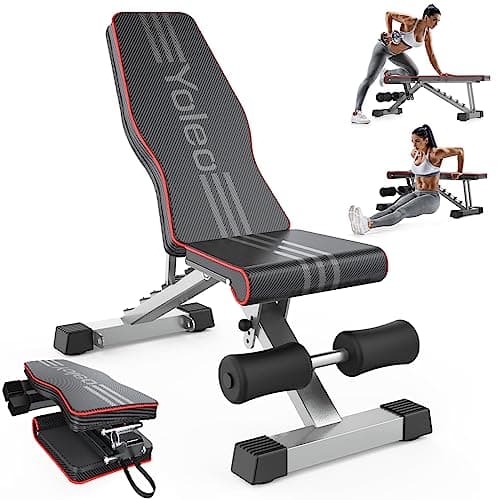 YOLEO Adjustable Weight Bench for Home Gym, ASTM-Certified 827LBS, 95% Pre-Assembled, Foldable Gym Bench with 84 Positions Incline Decline Flat, Wider Seat - Image 1
