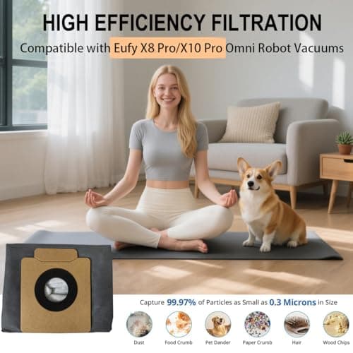 12 Pack Replacement Dust Bags compatible with Eufy X10 Pro and X8 Pro Robot Vacuum Bags for Eufy 2.6L Large Capacity Dust Bag for Home Office - Thumbnail 3