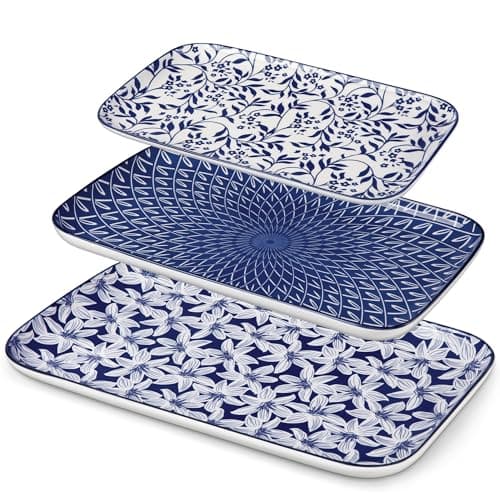 vancasso Porcelain Serving Trays for Party, Serving Platters Set of 3,Serving Dishes for Entertaining, Ceramic Party Trays and Platters for Serving Food, 16"/14"/12" Inch, Series SELENE - Image 1