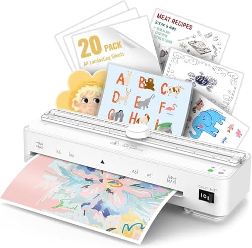 Laminator Machine with 40 Pack Letter Size Laminating Pouches (8.5" x 11"), Thermal and Cold Lamination, Built-in Cutter, Quick Warm-Up, 9 Inch Portable Laminator for Home, Office and School, White - Image 1