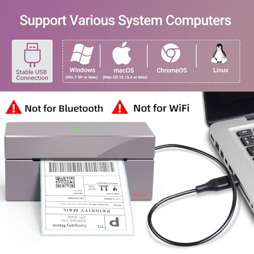 ORGBRO Z1 Thermal Shipping Label Printer, 4x6 Label Printer for Small Business, High Speed for Commercial Grade Shipping Packages, Support Windows, Mac, Chrome and Linux (USB Only) - Thumbnail 3