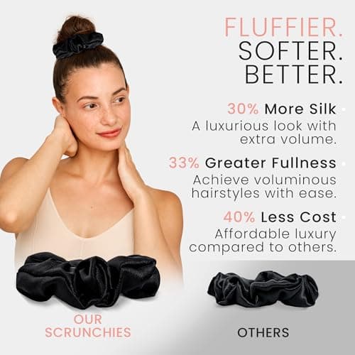 Wycare 100% Silk Scrunchies - Gentle on Hair Mulberry Silk Scrunchies for Women - Luxurious Sleep Ties for Women's Curly Hair (Set of 3 Blush) - Thumbnail 4