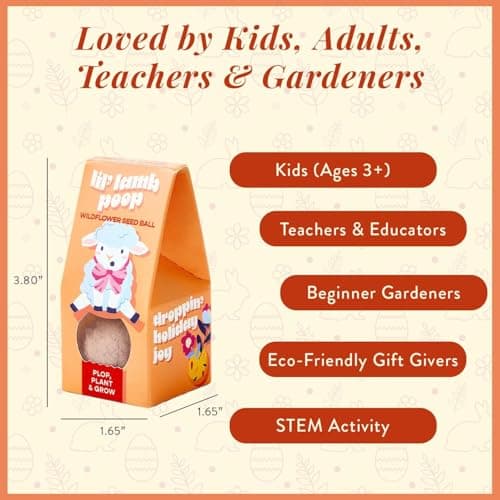 Modern Sprout Wildflower Seed Ball Poop - Eco-Friendly Gift - Non-GMO Hand-Rolled Clay Seed Bombs w/Wildflower Seeds - Plop Plant & Grow Gardening Gift Set for Kids & Adults - (Easter Plop-Pack of 3) - Thumbnail 4