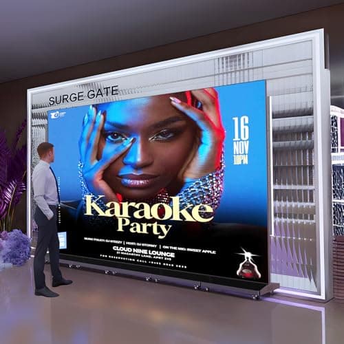 80″ P1.86 LED Digital Signage Flexible Spliceable Screen, Mobile Phone&Computer Software Remote Releasewith WiFi HDMI/USB Input Auto Media Player LED Full Poster Screen Black 1-Pack - Thumbnail 2