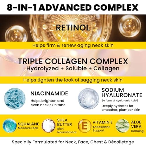 Chillihaer 8-in-1 Neck Firming Cream–Retinol & Triple Collagen Moisturizer for Neck,Face,Chest & Décolleté–Tighten, Lift&Smooth the Look of Sagging Crepey Skin, Fine Lines&Wrinkles–Women&Men,1.7 Fl Oz - Thumbnail 4