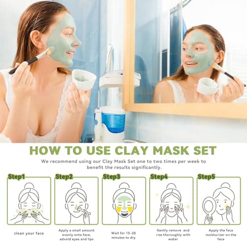 ANAI RUI 3 Pcs Pore Cleansing Face Mask Set Green Tomato Clay Mask - Turmeric Vitamin C Facial Mask Red Bean Refreshing Pore Mask, Relaxing Spa Gift Set Self Care for Women/Teens Girls 2.5 oz each - Thumbnail 6