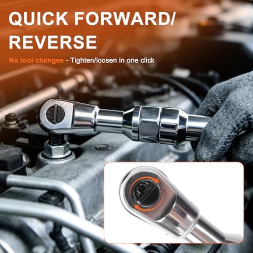 Pneubolt Offset Extension Wrench 1/2" Set, with Electric Ratchet Wrench & Drill Adapter, One Key Switch for Tightening & Loosening, Includes Storage Case for Automobile Repair & Furniture Assembly - Thumbnail 6