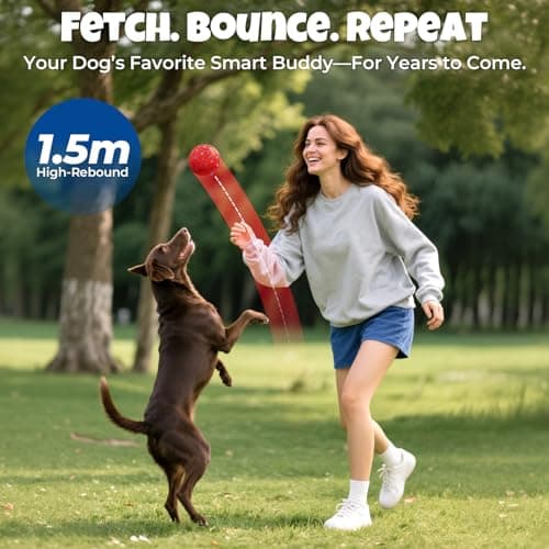 Fsitego Dog Balls: Interactive Dog Ball Auto Rolling - Interactive Dog Toys for Aggressive Chewers - Bouncy & Throwable, Type-C Rechargeable, Washable, for Small & Medium & Large Dogs – Red - Thumbnail 4