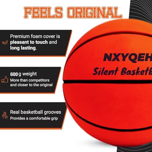 Silent Basketball Size 7(29.5”) - Next-Gen Weight Edition 600g Airless Foam Indoor Basketball w/Advanced Durability, Deep Grooves & High Bounce -Suitable for Pros,Kids& Beginner Quiet Indoor Training - Thumbnail 5
