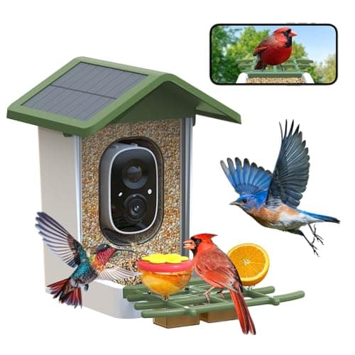 Smart Bird Feeder with Camera: Solar Powered Birdhouse with AI Recognition, Wireless Bird House with Camera for Outdoor, Unique Birthday Gifts for Mom Dad - Image 1