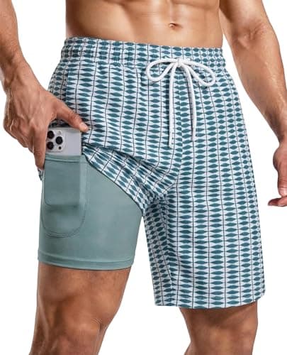 CoozySphere Men's Swim Trunks with Compression Liner 7 Inch Swim Shorts Bathing Suit Beach Swimsuits XL - Image 1