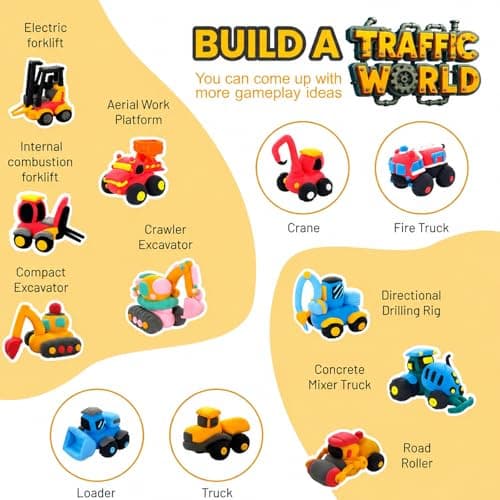 Air Dry Clay Kit for Kids – 12 Pack Construction Vehicles Modeling Clay Set - Thumbnail 2