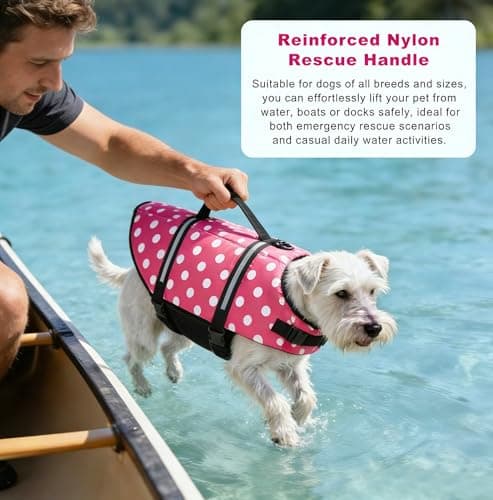 Doglay Dog Life Jacket, Dog Life Vest for Swimming Boating, Adjustable Puppy Life Jacket with Reflective Stripes, Superior Buoyancy Dog Swimming Vest for Small Medium and Large Dogs - Thumbnail 5