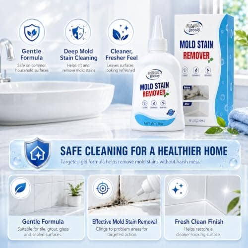 OceanBreezy Mold Stain Remover Gel 8 Fl Oz, Household Grout Surface Cleaner, Cleaning Gel for Washing Machine, Refrigerator Strips, Tiles, Bathroom Kitchen Sinks, Damp Areas - Thumbnail 6