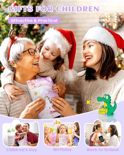 KOKODI LCD Writing Tablet for 3 4 5 6 7 8 Years Old Kids, Colorful Doodle Board, Writing Drawing Tablet, Educational Learning Toys Christmas Birthday Gift for Girl, Purple - Thumbnail 6