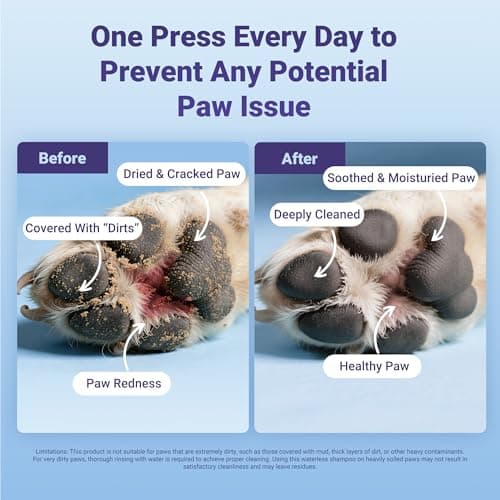 Paw Cleaner for Dogs and Cats, No-Rinse Puppy Paw Washer, Larger 7oz Dog Foaming Foot Cleanser with Scrubber Brush for Dirty Paws, Safe and Hypoallergenic, Dog Essential and Grooming Supplies - Thumbnail 5