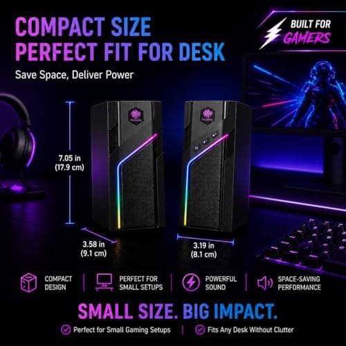 museeq W-206RE RGB Gaming Speakers for PC, Bluetooth & USB Desktop Speakers for Gaming PC and Monitor, Touch Control Stereo Computer Speakers with 21 LED Light Modes - Thumbnail 6