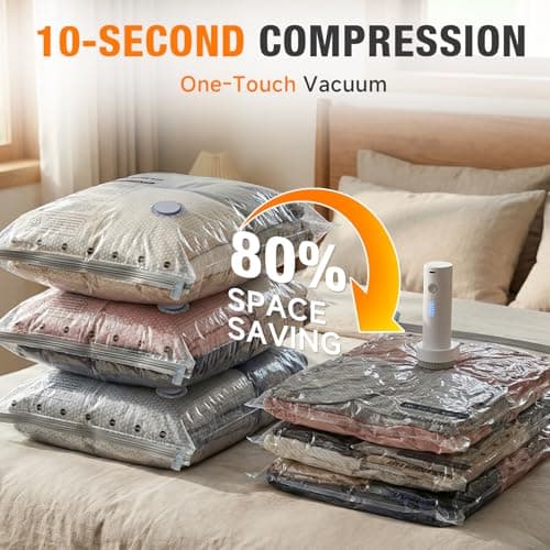 Space Saver Vacuum Storage Bags with Portable Electric Pump, Vacuum Seal Bags for Clothing Travel, Compression Bags for Travel & Home, Clothes, Blankets, Seasonal Storage, 15 Combo (5L/5M/5S) - Thumbnail 2