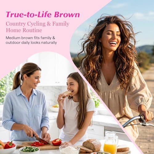 Ve Sunny Brown Clip in Hair Extensions Real Human Hair Brunette Hair Extensions Clip ins Human Hair Medium Brown Thick Double Weft 16 Inch 120g 7pcs - Thumbnail 2