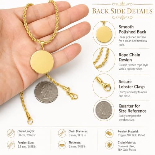 Uloveido Statue of Liberty Necklace for Men Women | 1776-2026 America 250th Anniversary Necklace with American Flag Pendant | 18K Gold Plated Stainless Steel Rope Chain Patriotic USA Jewelry Gift YA7078 - Thumbnail 6