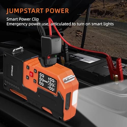 Jump Starter with Air Compressor 4000A Portable Battery Pack 10000mAh Power Bank Emergency SOS LED Light 22-Cylinder 150PSI Cordless AutoShutoff Tire Inflator Window Breaker - Thumbnail 5