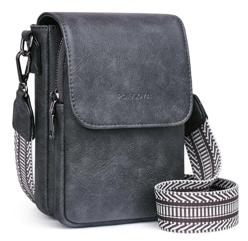 POIUGOYA Small Crossbody Bags for Women Trendy,Leather Triple Compartment Cell Phone Crossbody Wallet Purses with Card Slots - Image 1