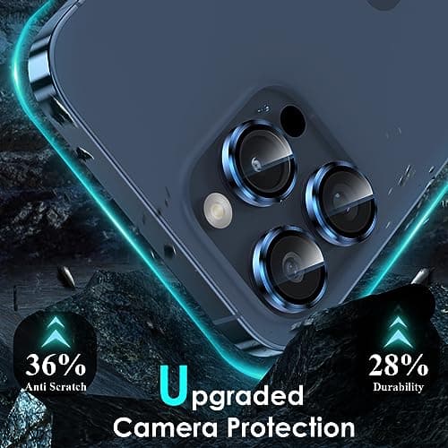 YWXTW CameraLens Protector,[1 Step Installation Tray] Tempered Glass Screen Metal Individual Cover Accessories Case Friendly (Blue Titanium) (iPhone 15 Pro/15 Pro Max) - Thumbnail 3