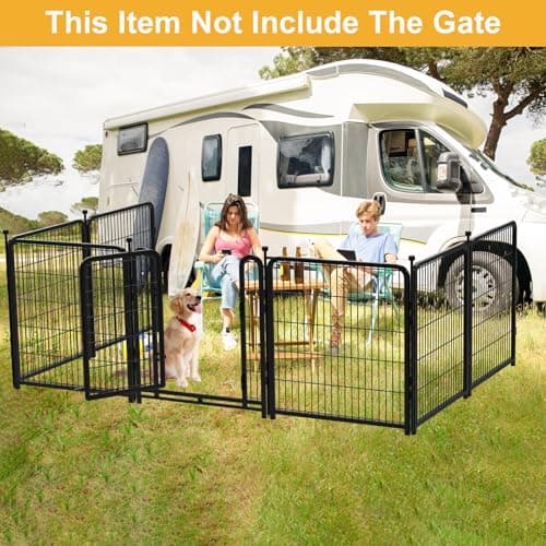 Getlay Doorless Dog Playpen 56inch 10 Panels, Dog Fence Outdoor for Yard, Garden Fence for Medium/Large Pets. Black Dog Pens Total22.1 Ft(L) - Thumbnail 4