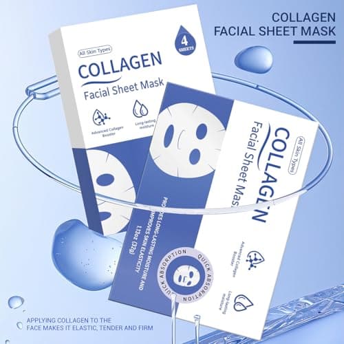 MMV Collagen Face Mask 4-Pack Bio-Collagen Real Deep Overnight Mask for Women’s Skincare Deep Hydration & Pore Tightening Facial Mask - Thumbnail 2