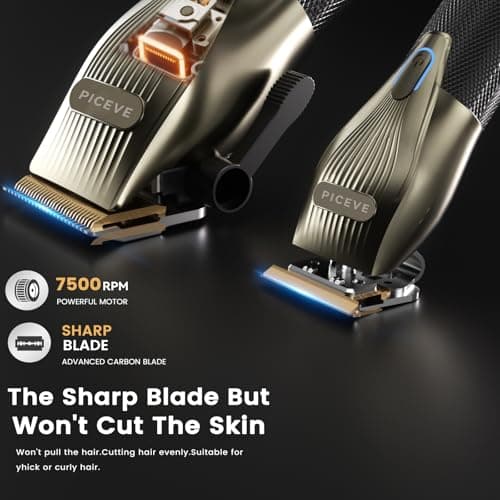 piceve Hair Clipper for Men, Professional Electric Hair Cutting & Trimmers Set with 7500RPM Powerful Motor & LCD Display, Mens Cordless Hair Grooming Kit Barbers Haircut, Gift for Birthday Christmas - Thumbnail 2