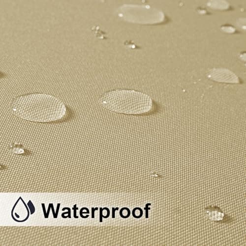 NICETOWN Canvas Outdoor Curtains for Gazebo 2 Panels, Buff, W52 x L84 per Panel - Waterproof & Windproof Sun Shades with Peel/Stick Top & Back Tab Bottom, Free Rope and 2 Tiebacks Included - Thumbnail 4