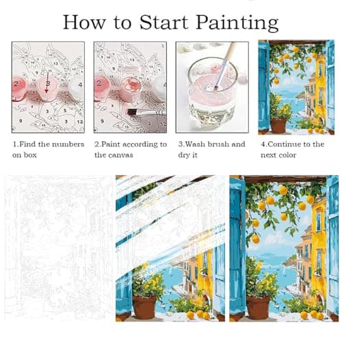 ZRIZQ Paint by Numbers Kit for Adults Beginners,Landscapes DIY Painting Set,Relaxing Creative Craft Activity,16x20 Inch-Lemon Tree - Thumbnail 5